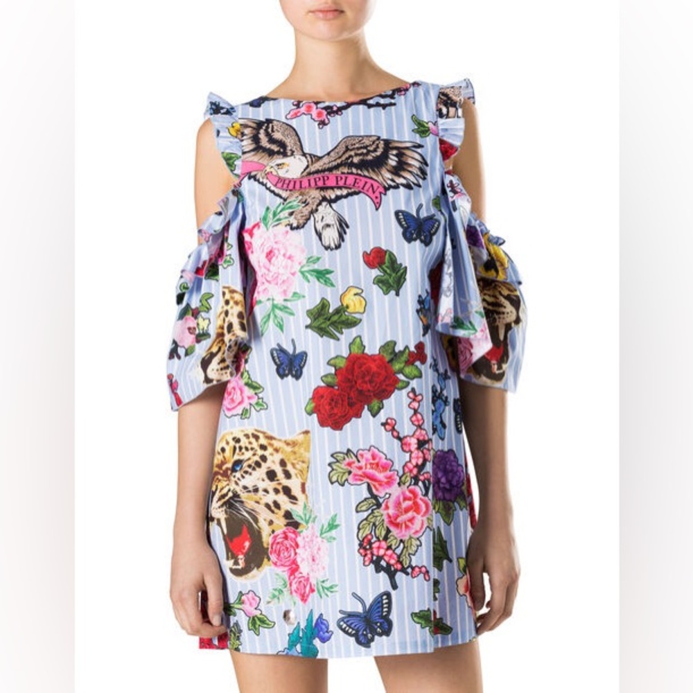 Philipp Plein “Mama Don’t Run Away” Short Dress Women’s size XS in Blue